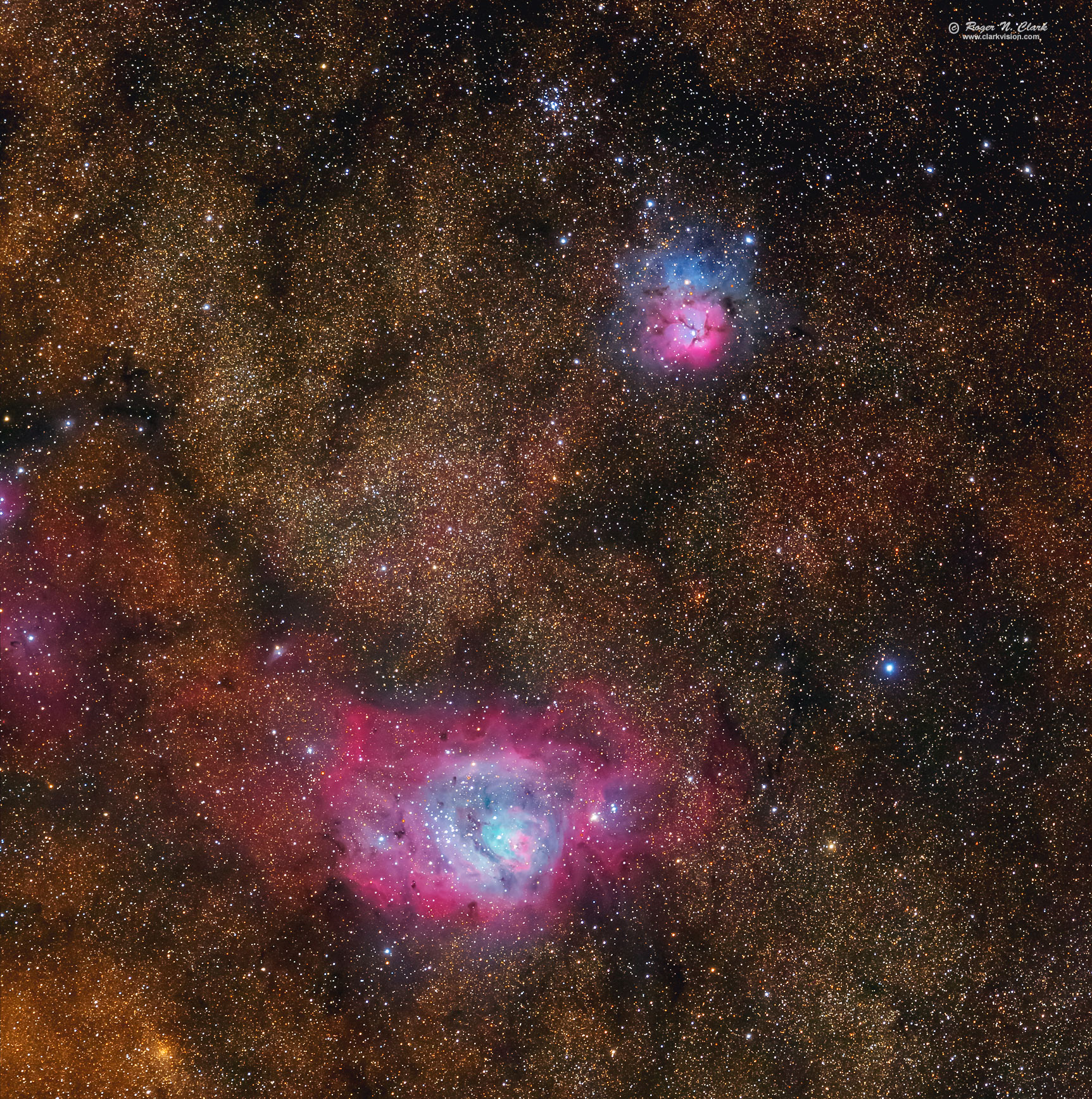 The Lagoon (M8) and Trifid (M20) Nebulae - Astronomy 